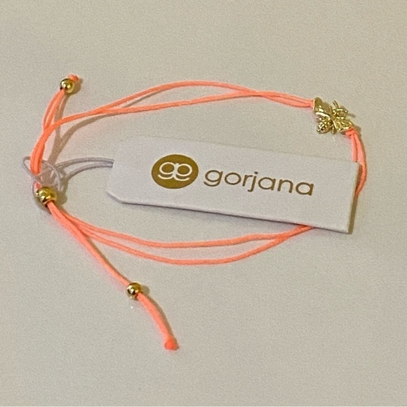 Gorjana New 18k Gold Plated Brass‎ Bee Prism Neon Orange Adjustable Bracelet - Picture 3 of 5